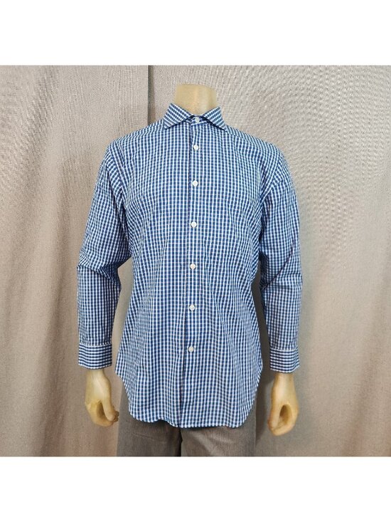Esquire Other - Esquire Blue Check Slim LongSlv Spread Collar Button Down Dress Shirt 16 / 32-33